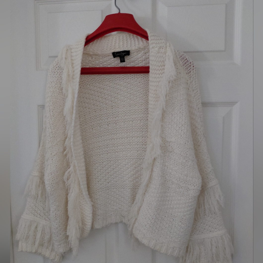 Jessica Simpson Cream Fringe Cardigan